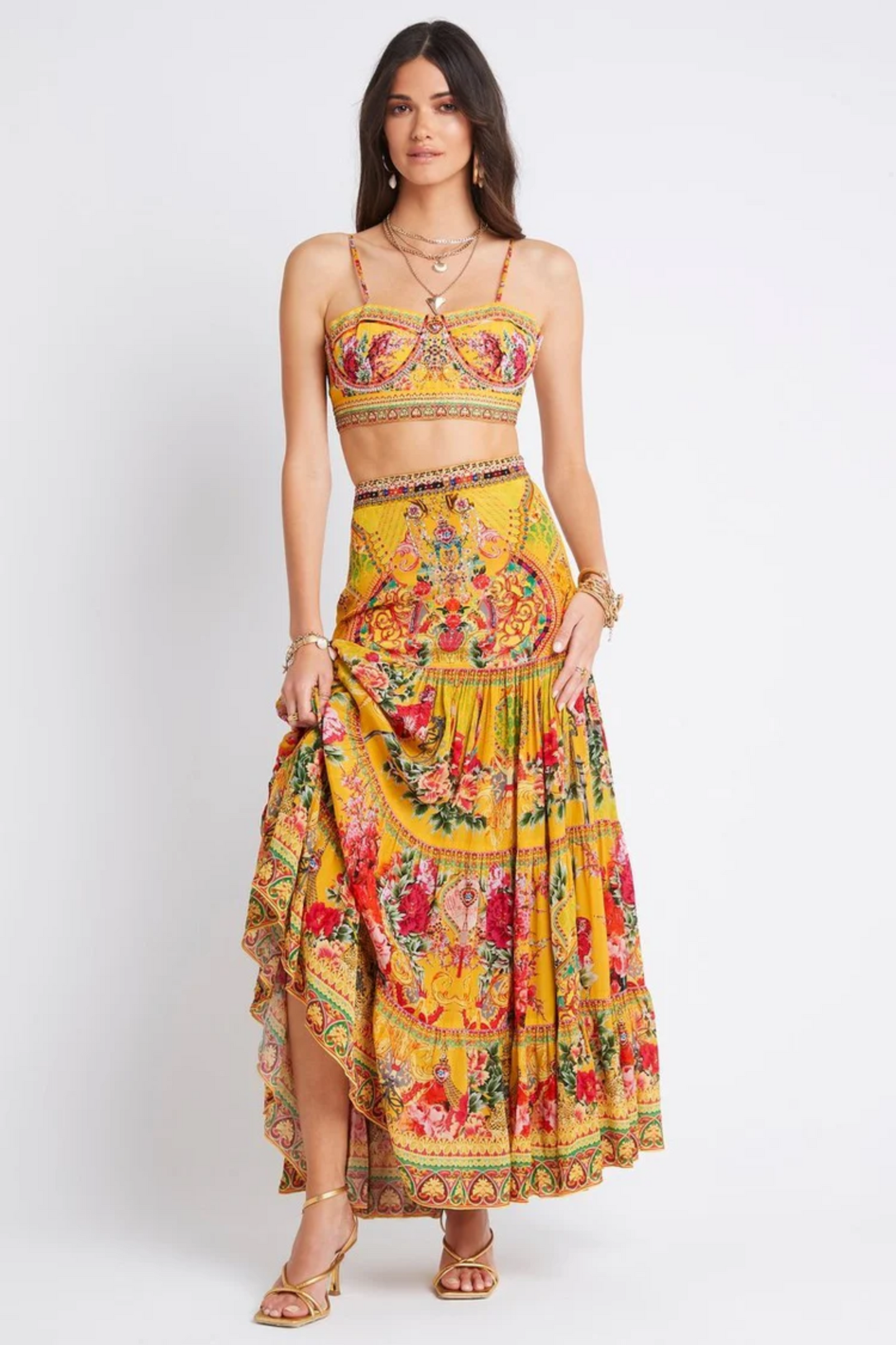 SUMMER GARDEN MAXI SKIRT WITH BUSTIER TOP