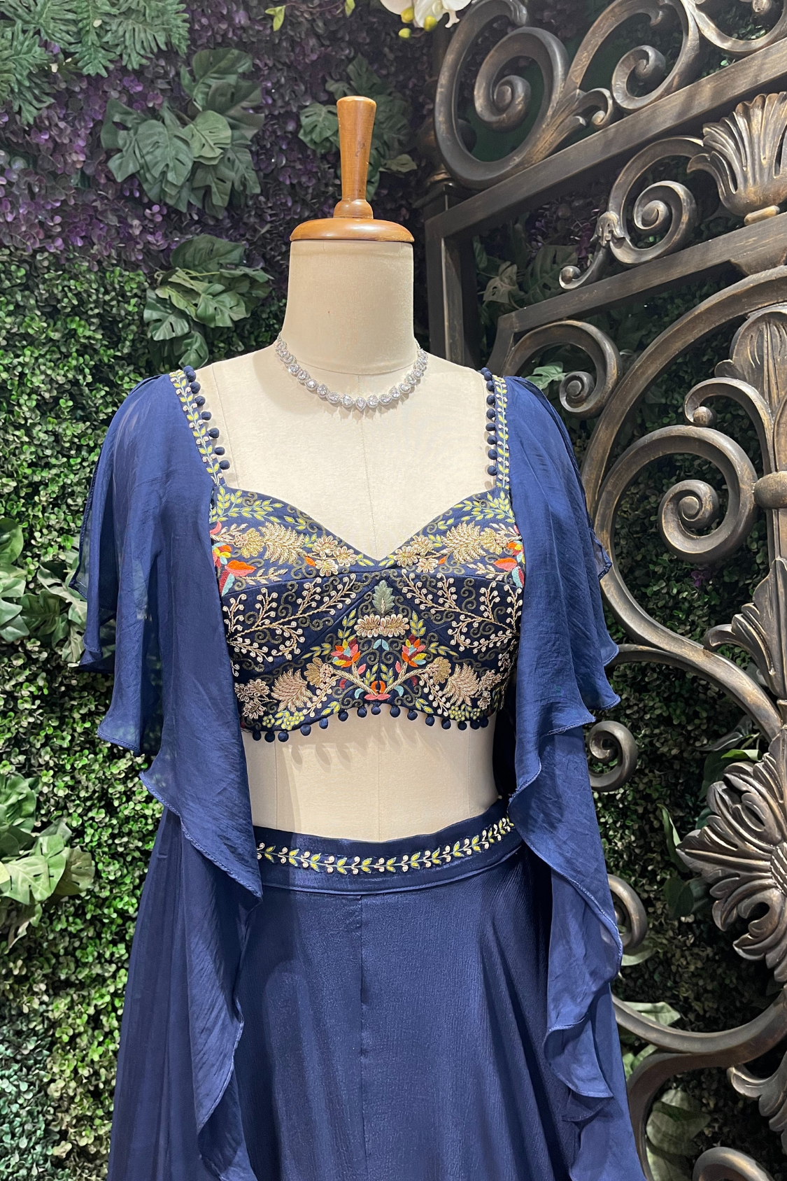 Navy Blue Ruffle Lehenga Set