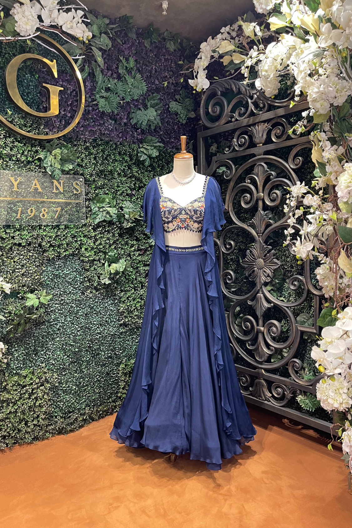 Navy Blue Ruffle Lehenga Set