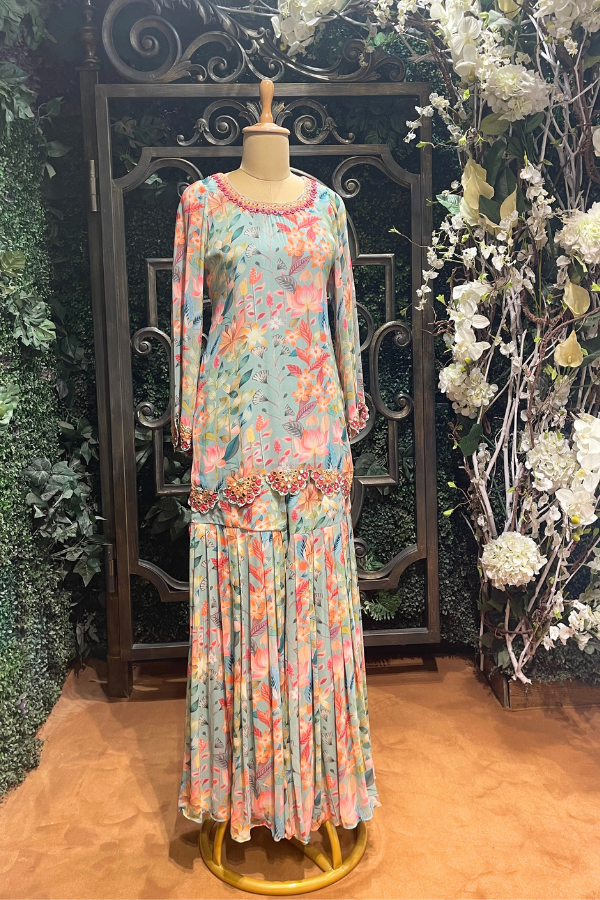 Floral Printed Kurta & Sharara Set