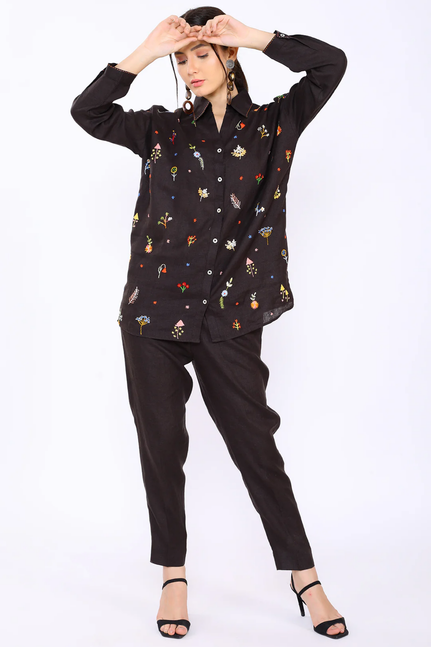 Choco Embroidered Lounge Shirt