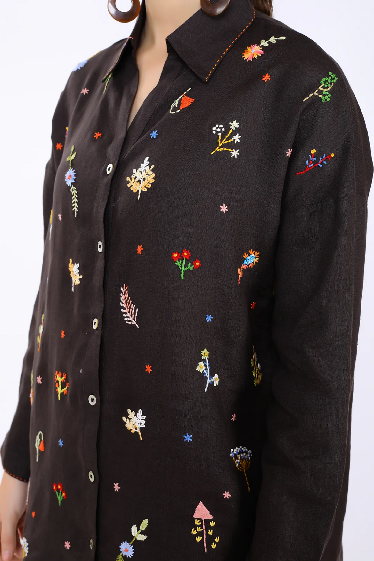 Choco Embroidered Lounge Shirt