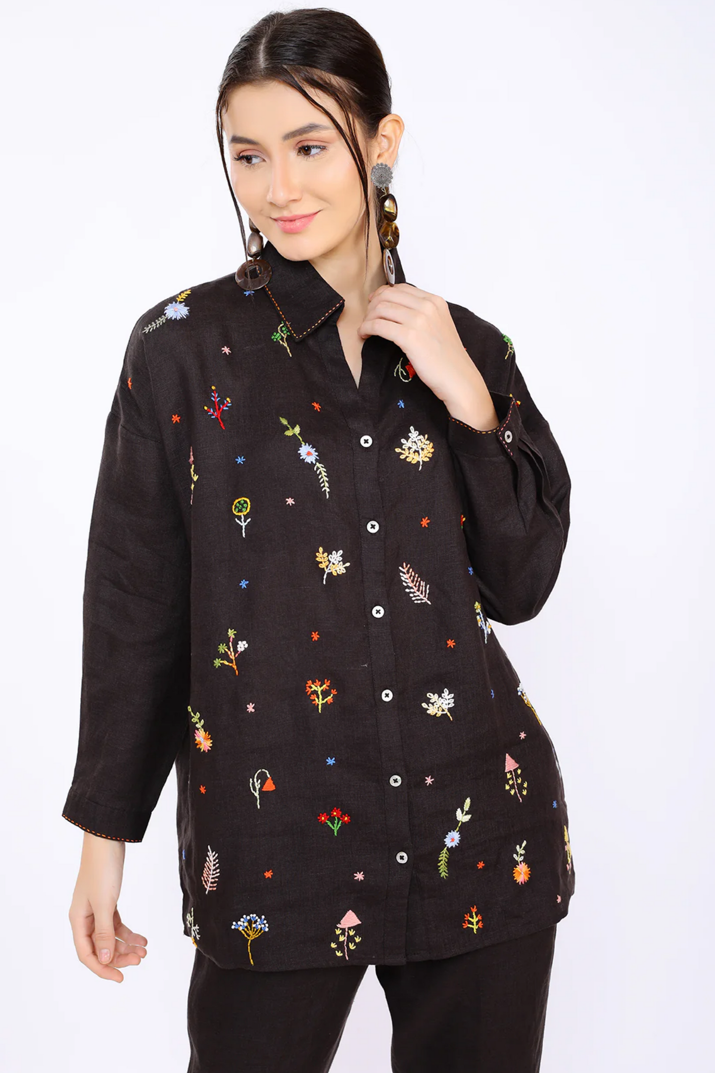 Choco Embroidered Lounge Shirt