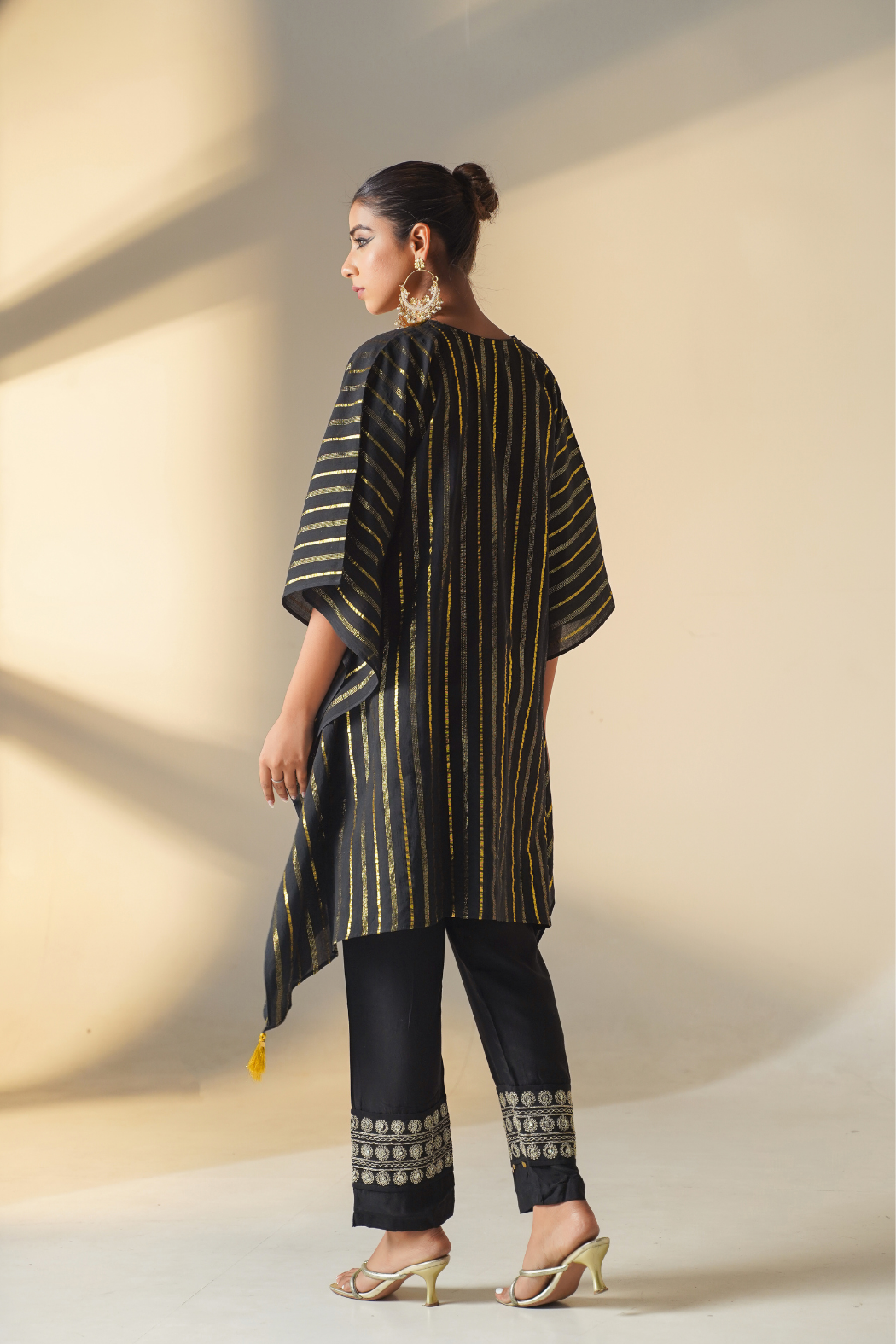 Stunning Black & Gold Kaftan & Pant Co-ord Set