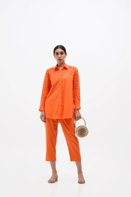 Isabella Orange Lustrous Co-ord Set