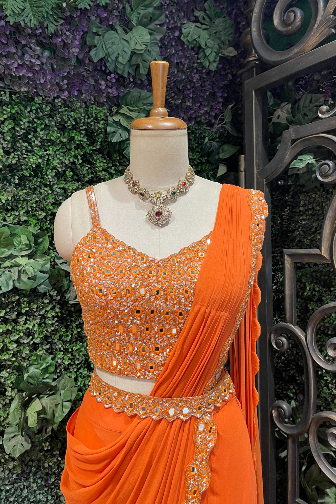 Clementine Orange Drape saree