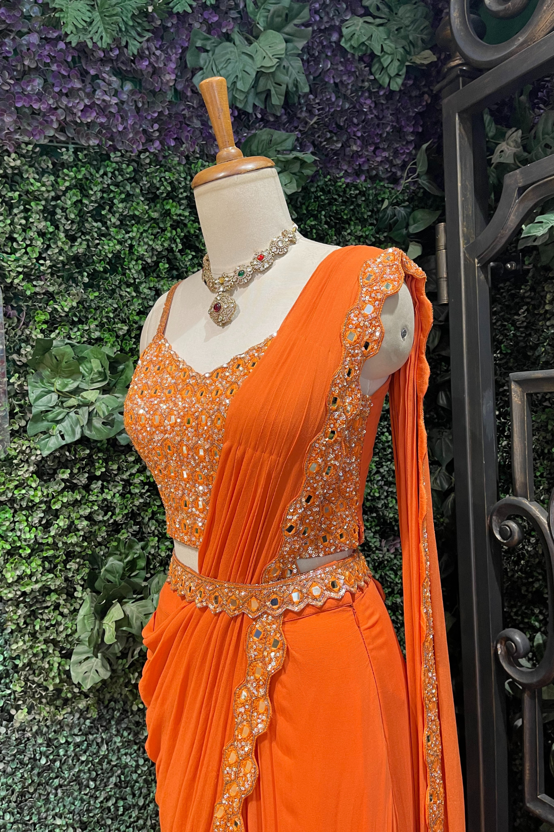 Clementine Orange Drape saree