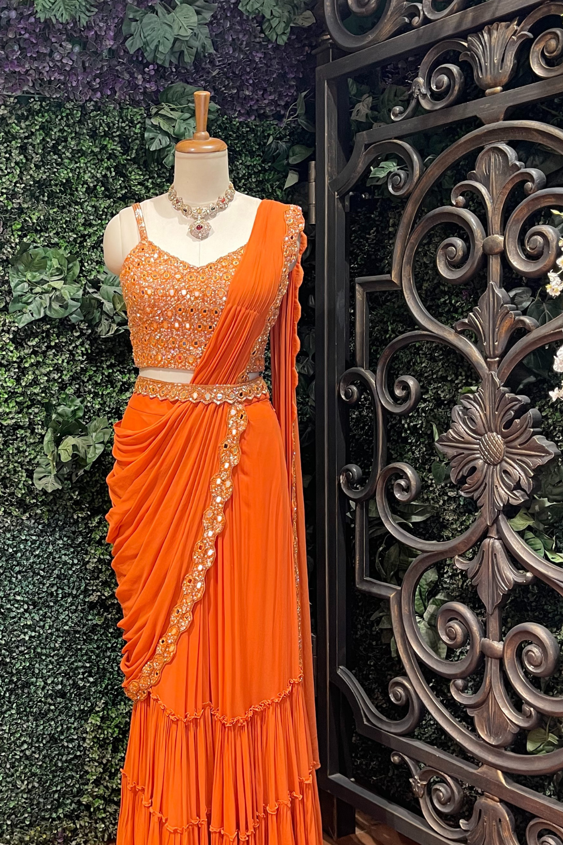 Clementine Orange Drape saree