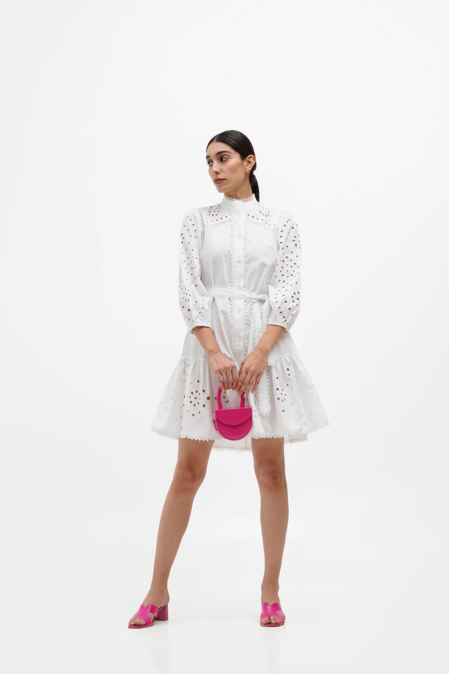 Dove White Puffed Sleeve Dress