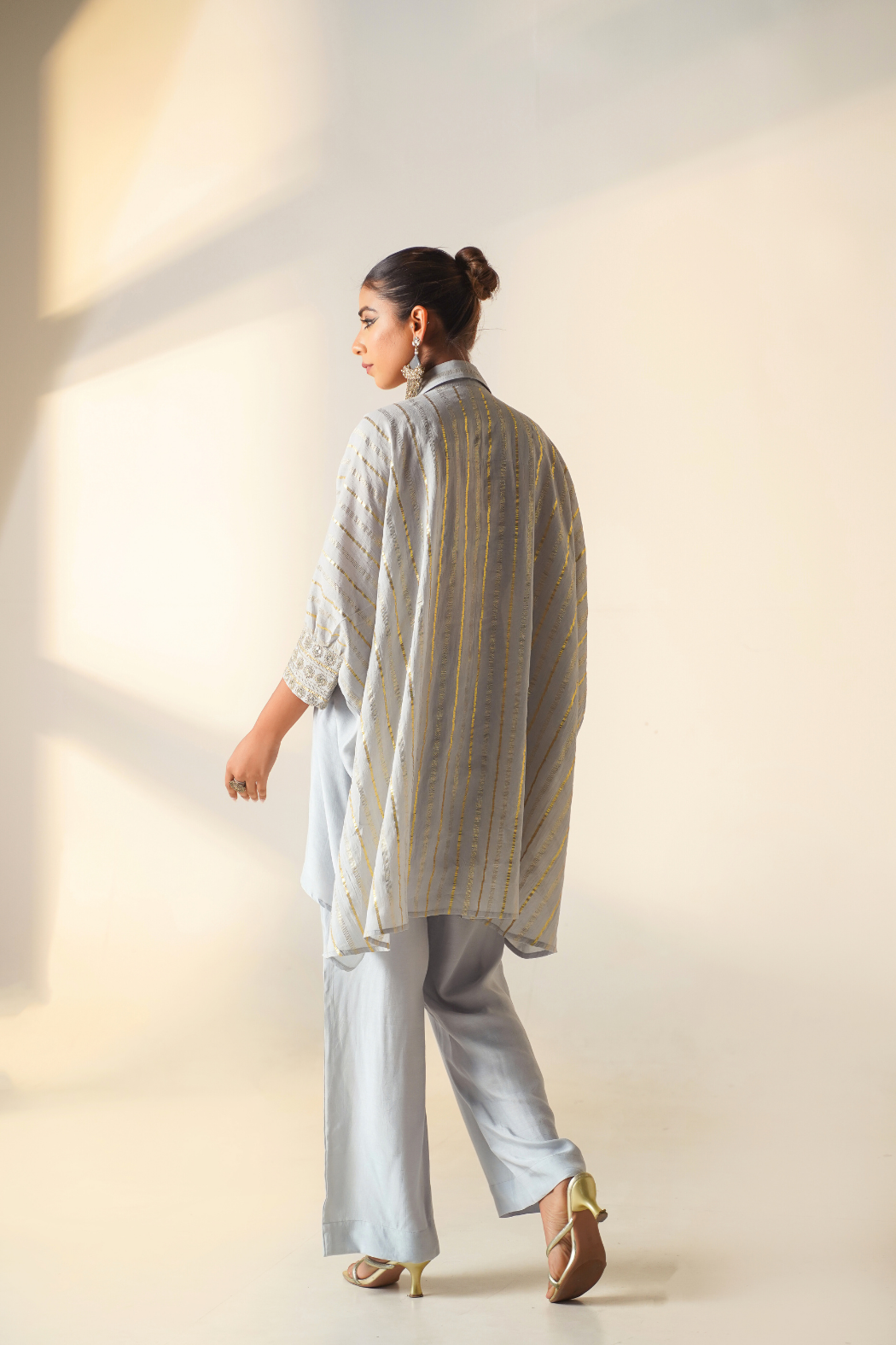 Classic Grey Kaftan Shirt Set