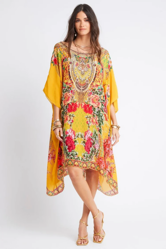 SUMMER GARDEN ROUND NECK SHORT KAFTAN