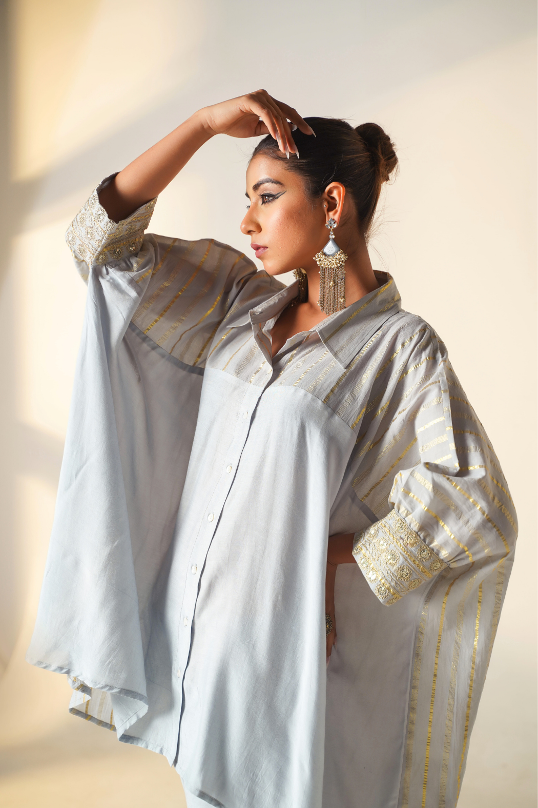 Classic Grey Kaftan Shirt Set