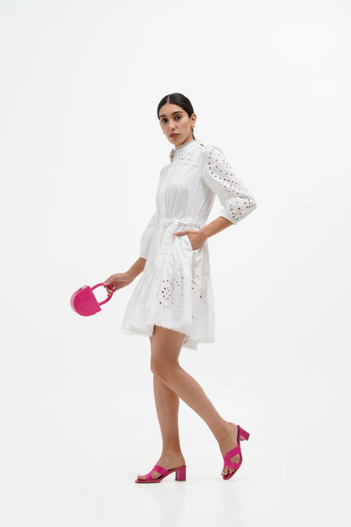 Dove White Puffed Sleeve Dress