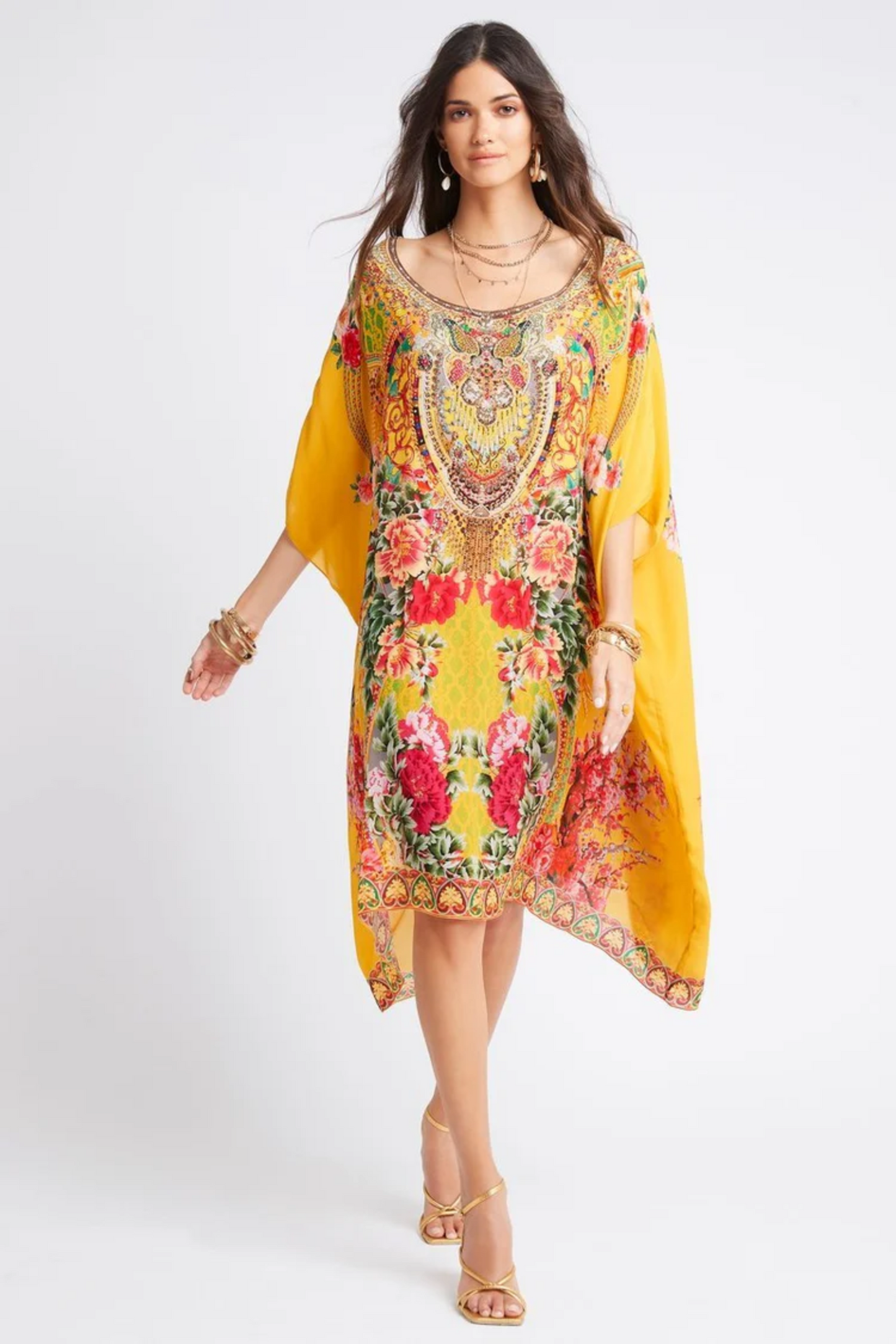 SUMMER GARDEN ROUND NECK SHORT KAFTAN