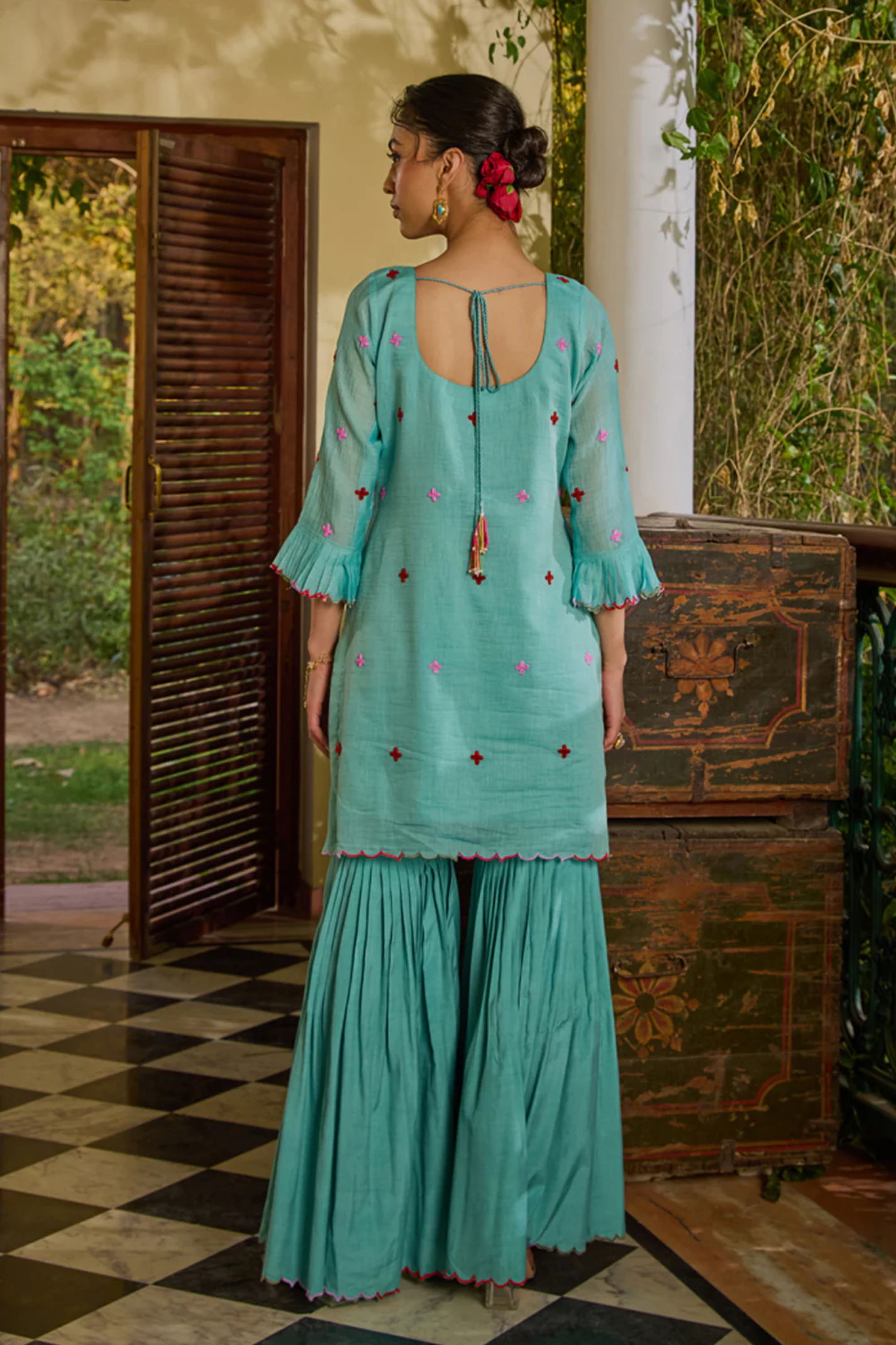 Reyna Short Kurta & Gharara Set (with dupatta)