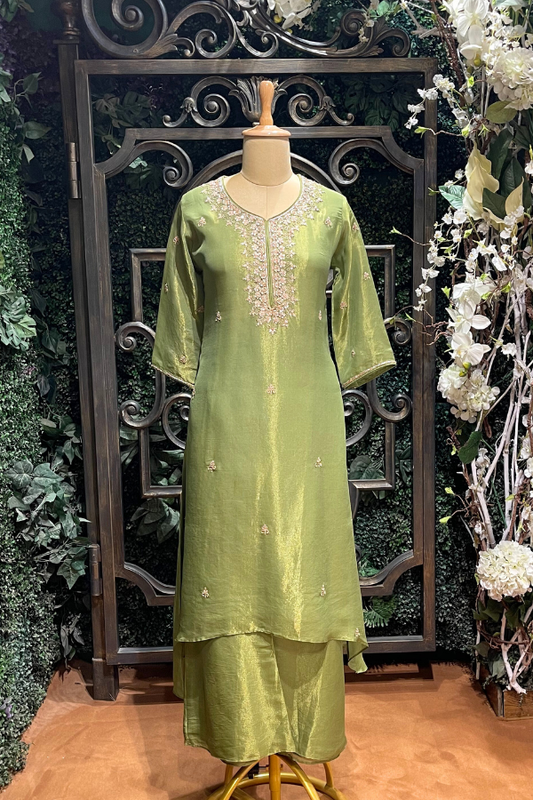 Turquoise Green Embroidered Suit Set