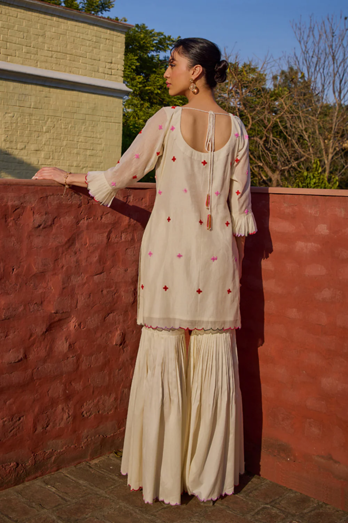 Reyna Ivory Short Kurta & Gharara Set (with dupattta)