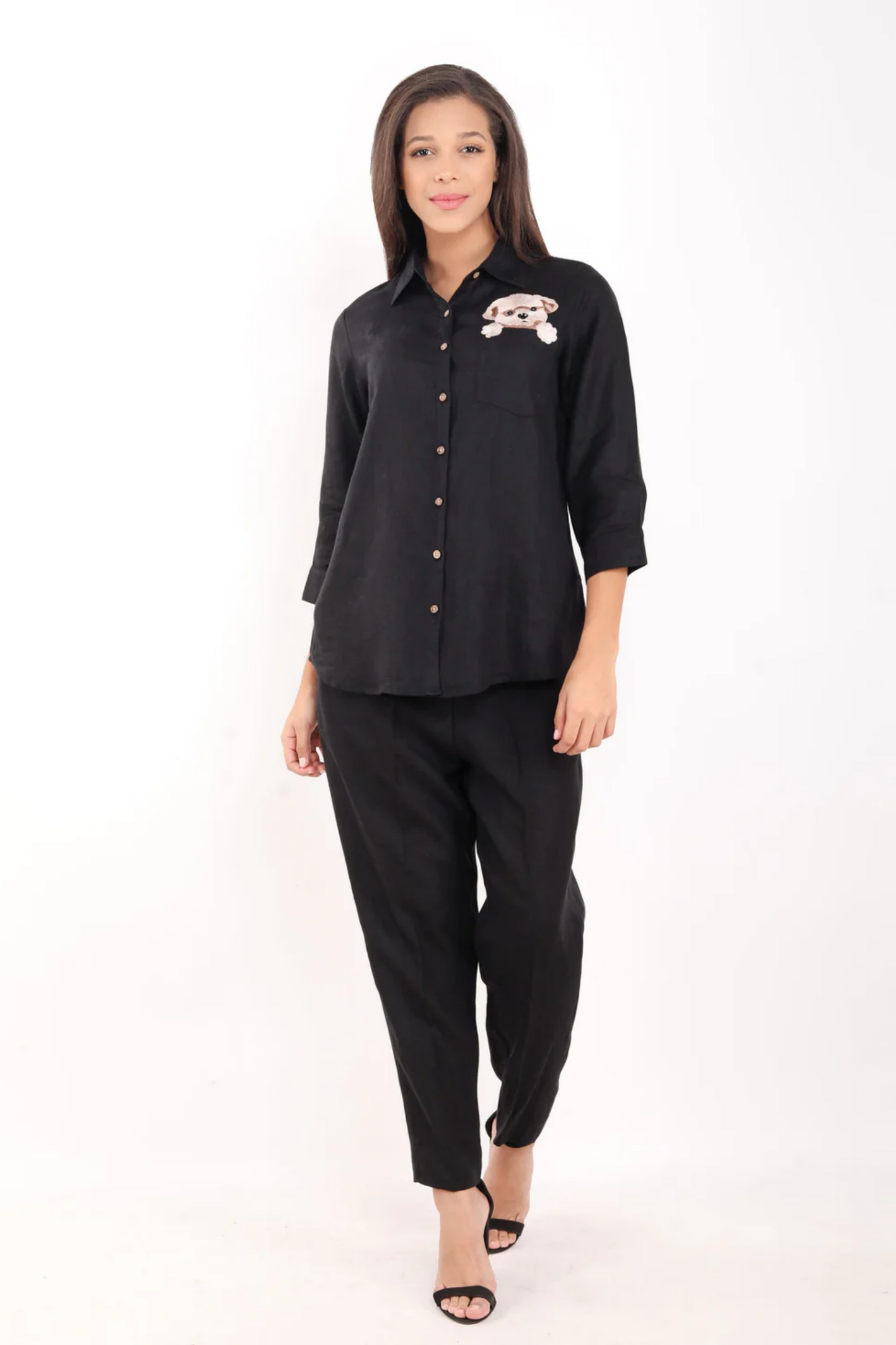 Black Dog Embroidered Shirt