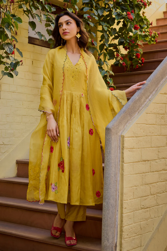 Mira Mustard Anarkali Set (With Dupatta)