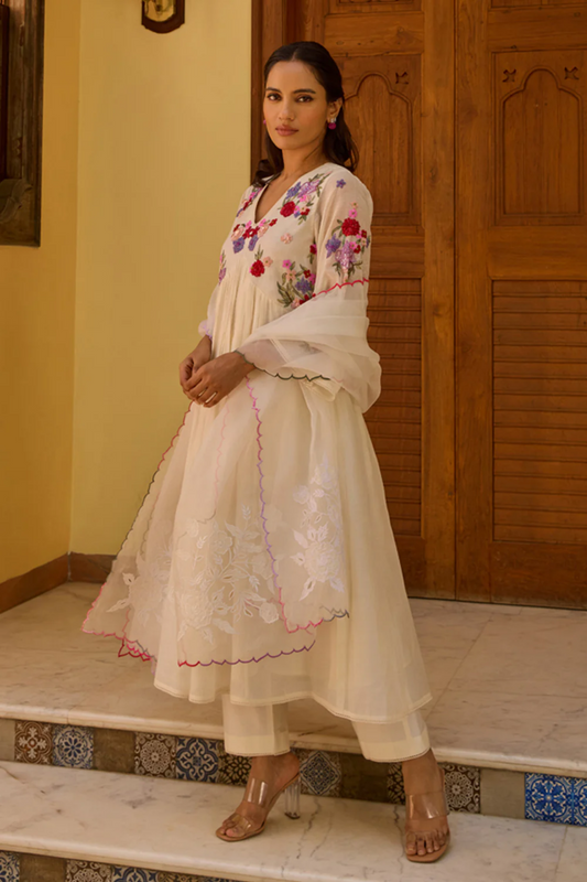 Ehsaas Kalidar Ivory Suit Set