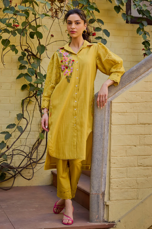 Sama Button Down Mustard Co-ord Set