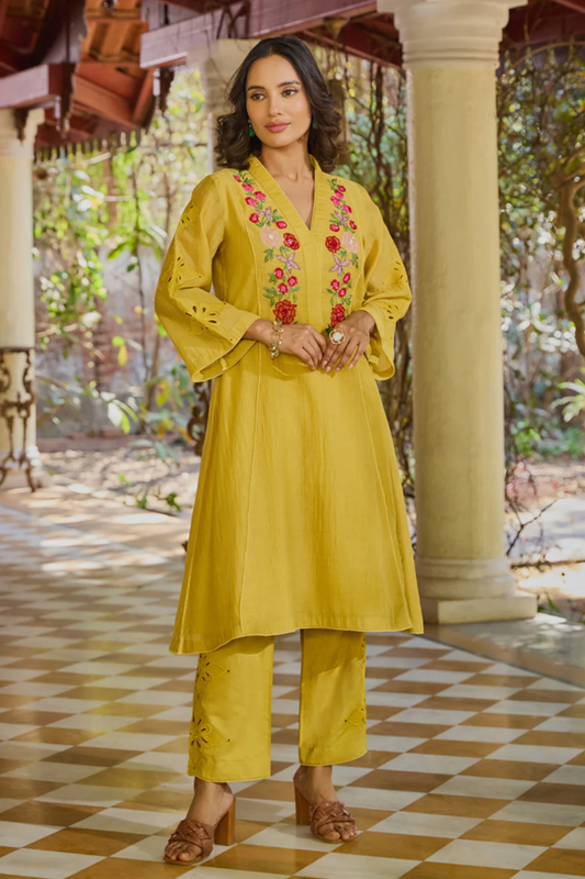 Arya Mustard Kurta Set (Without Dupatta)