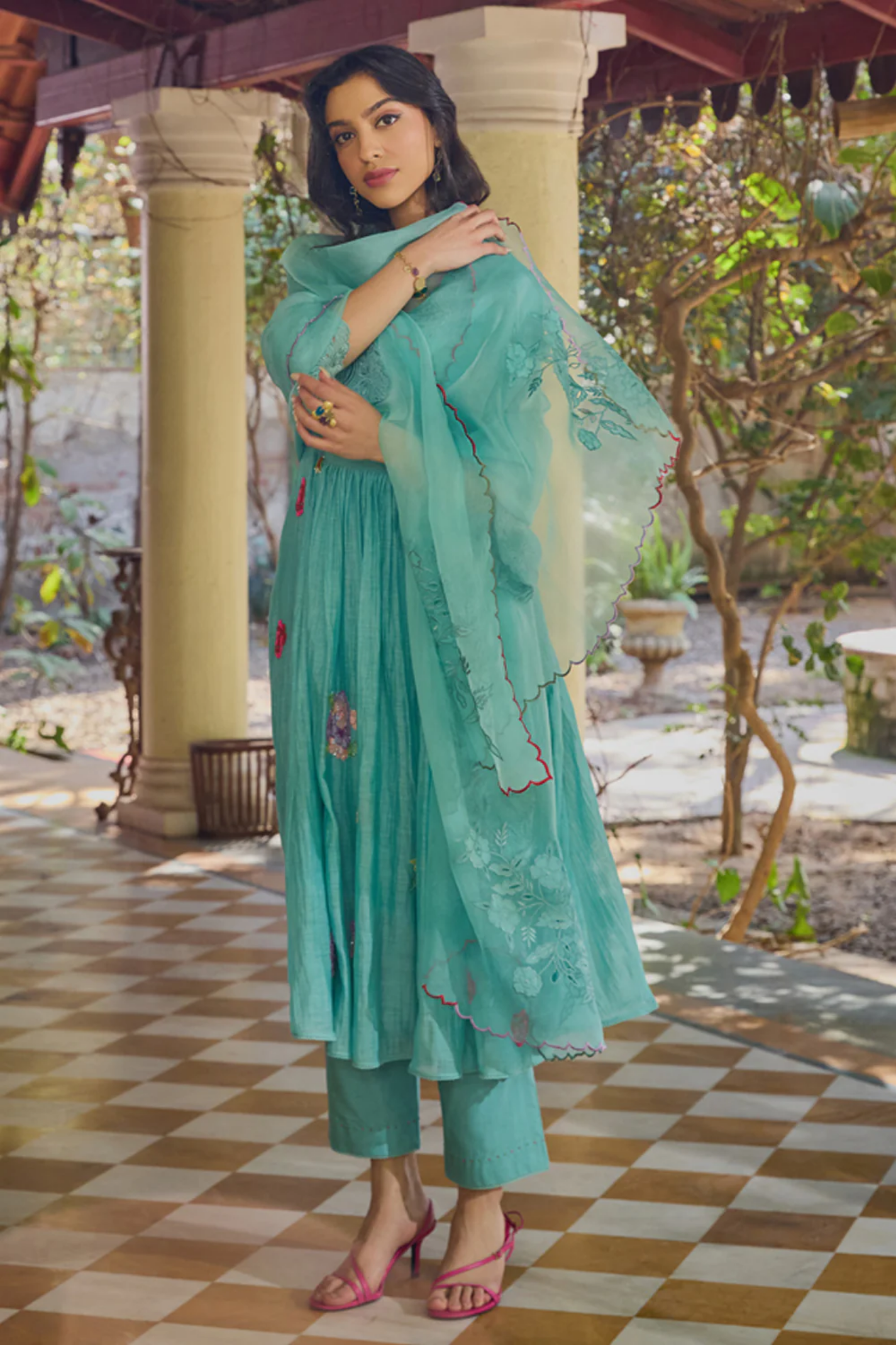 Mira Turquoise Anarkali Set (With Dupatta)