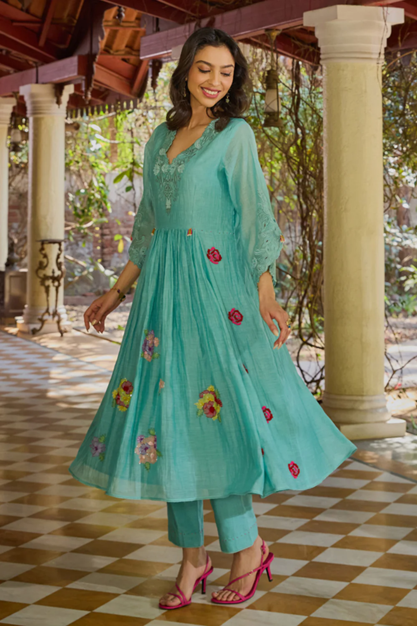 Mira Turquoise Anarkali Set (With Dupatta)