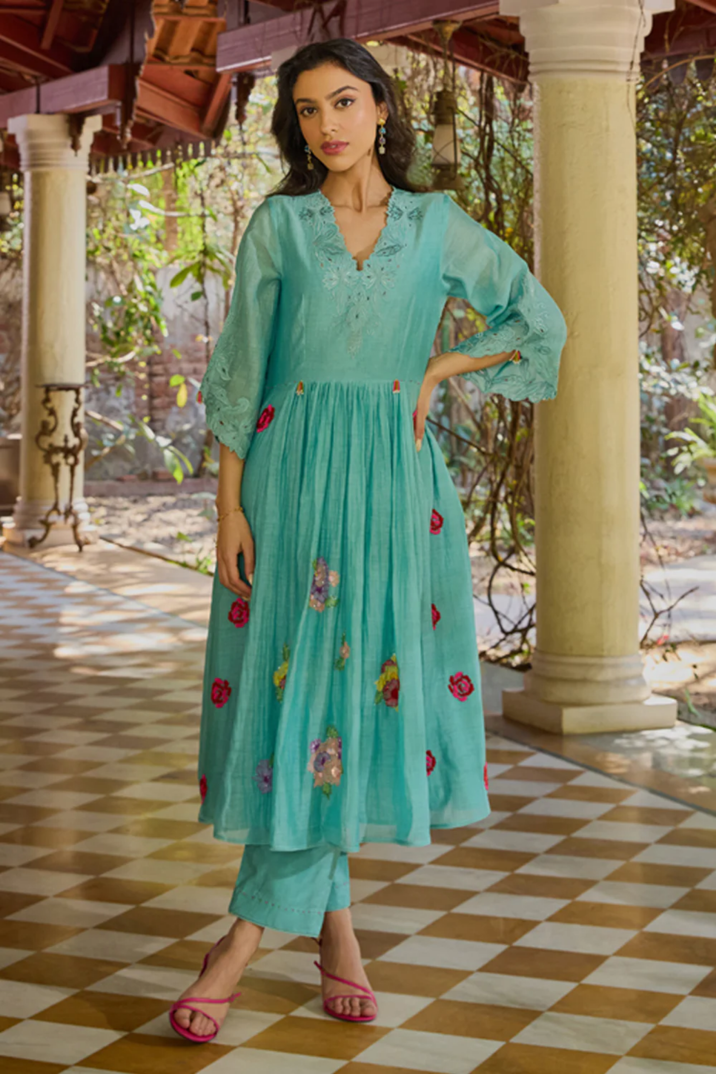 Mira Turquoise Anarkali Set (With Dupatta)