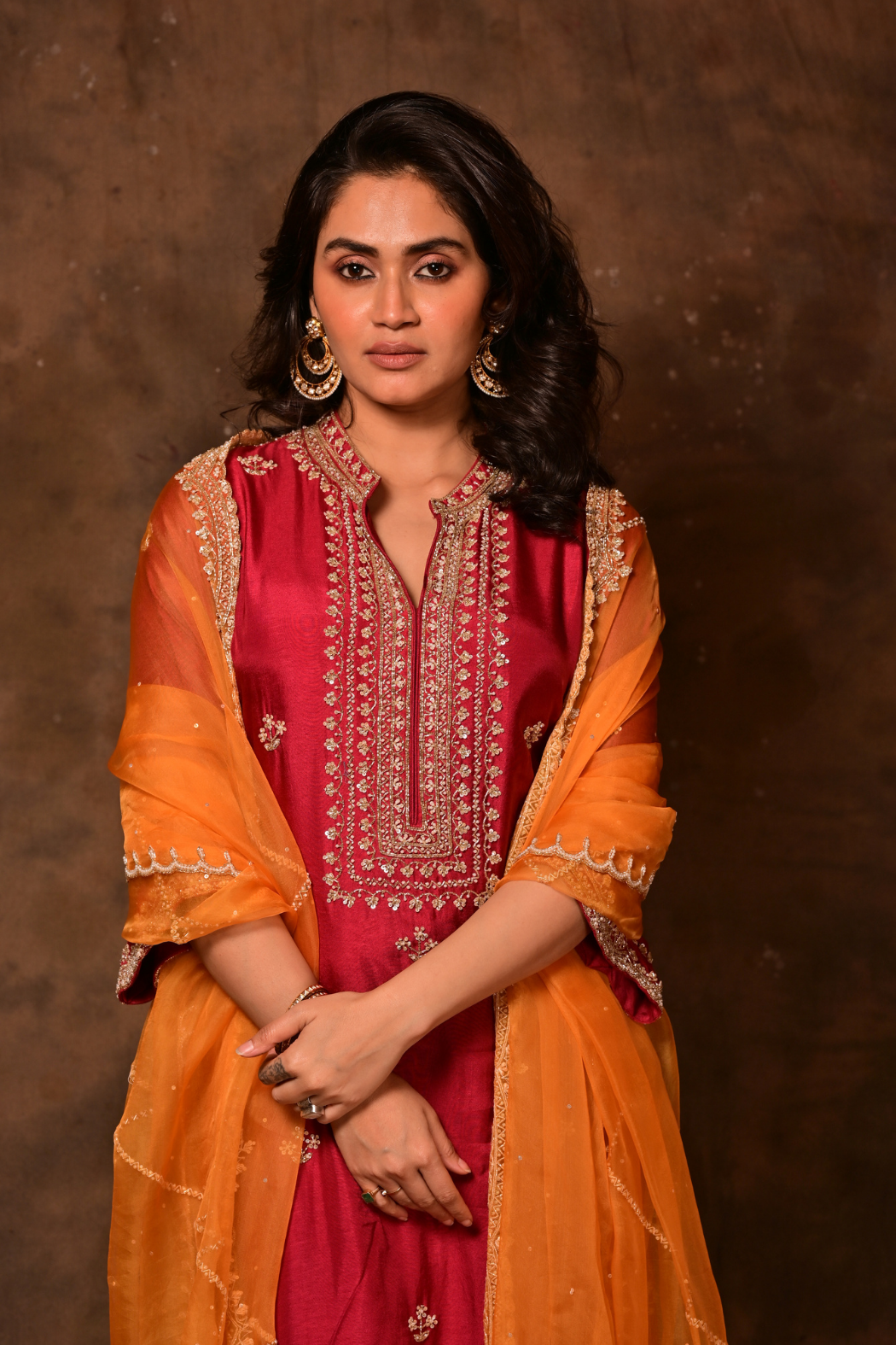 Inara Cherry Red Kurta & Palazzo Set