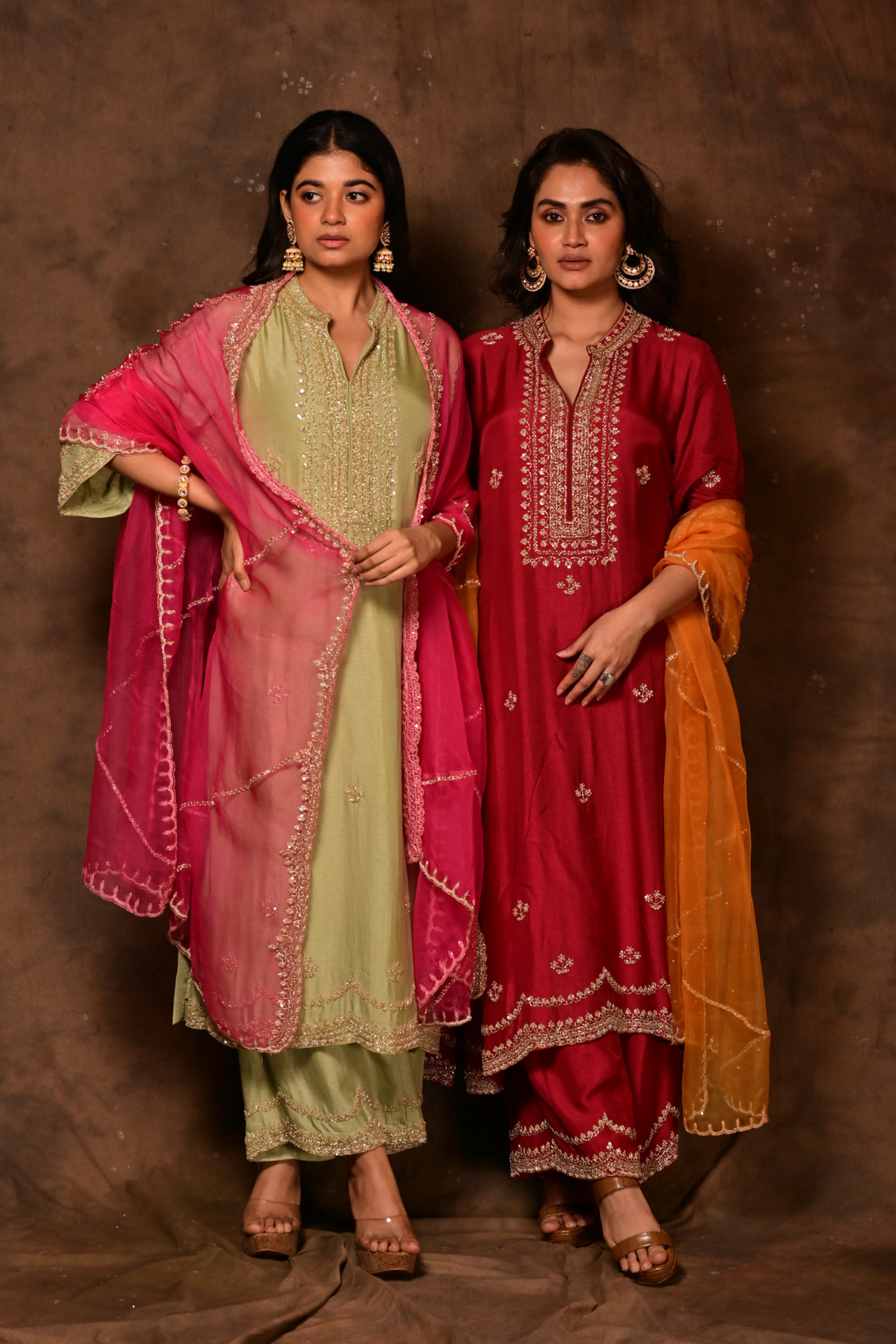 Inara Cherry Red Kurta & Palazzo Set