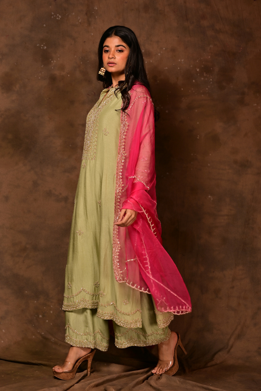 Inara Pista Kurta & Palazzo Set