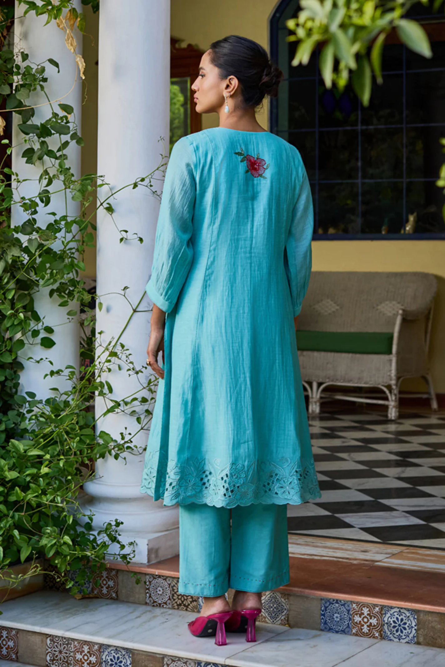 Seher A-Line Turquoise Kurta Set (With Dupatta)