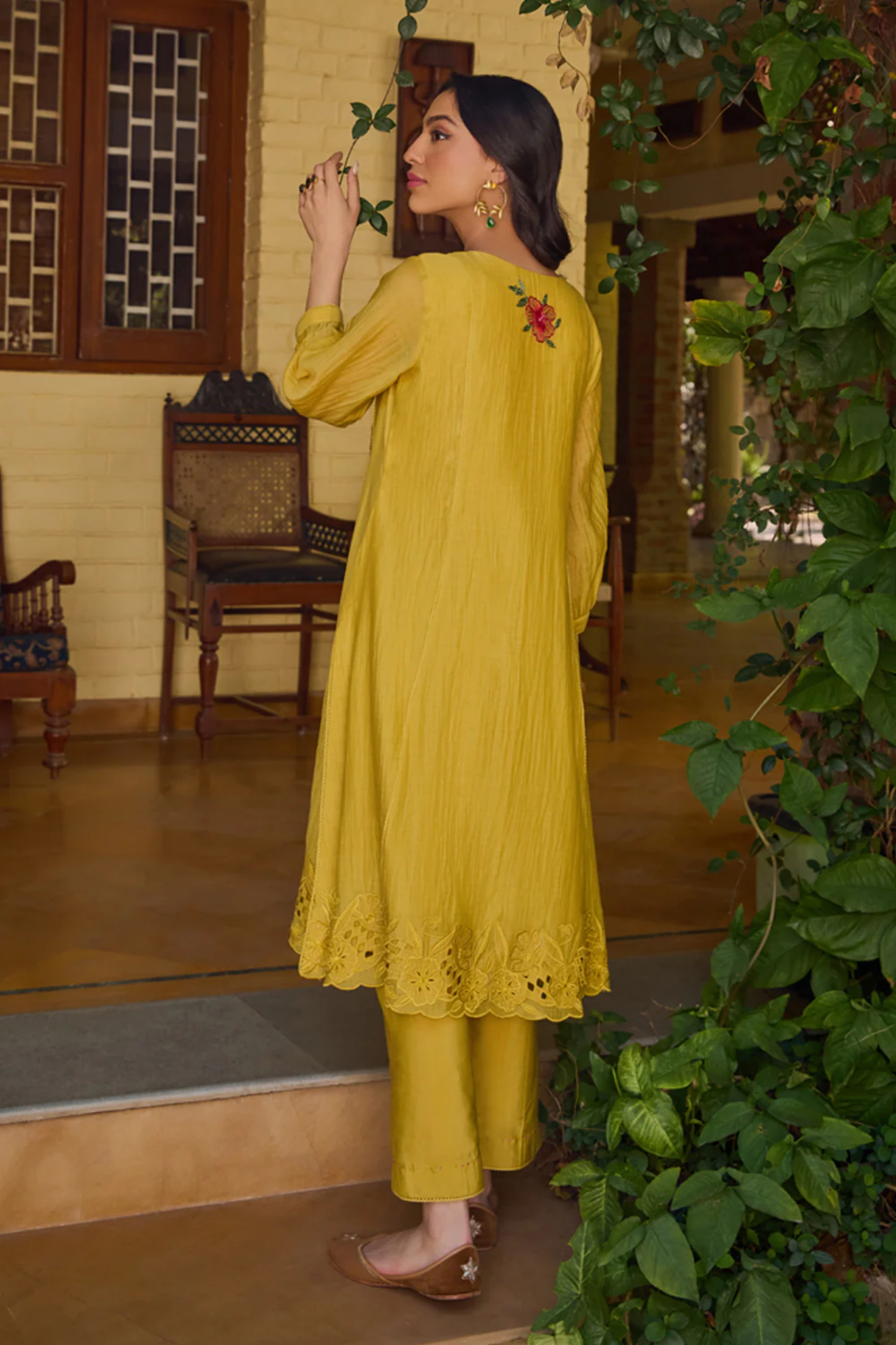 Seher A-Line Mustard Kurta Set (With Dupatta)