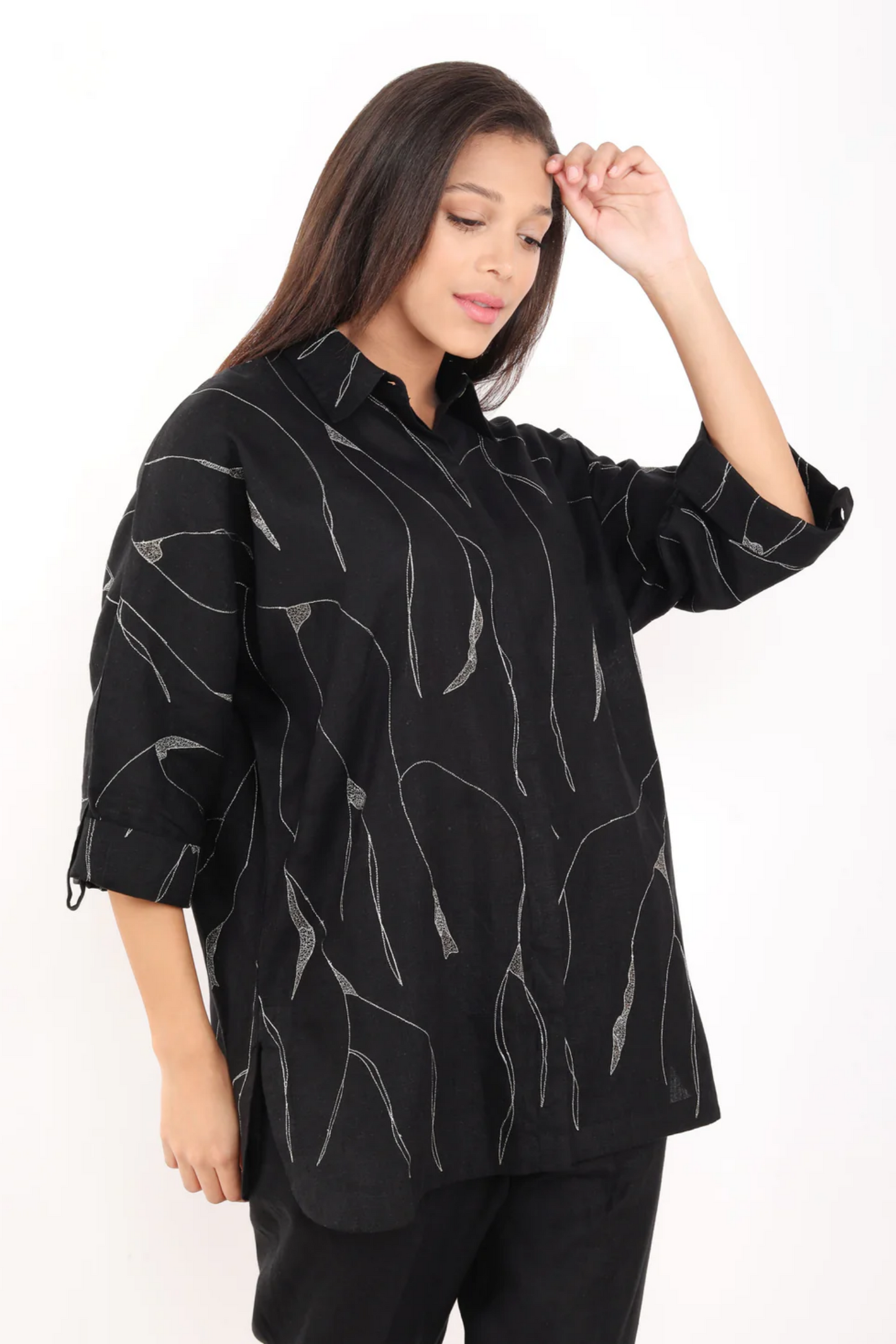 Black Zari Emboridered Shirt