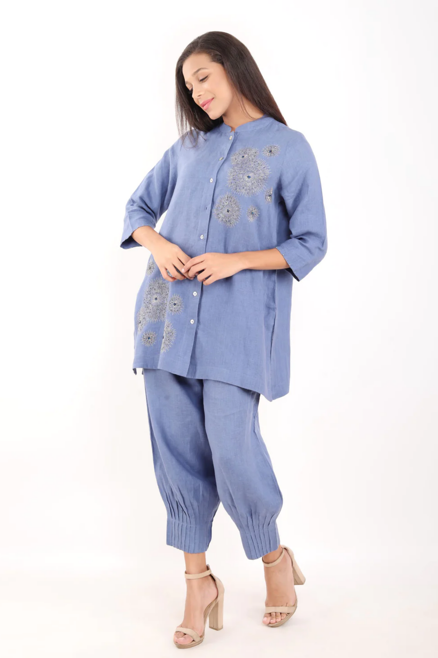 Blue Zari Emboridered Shirt