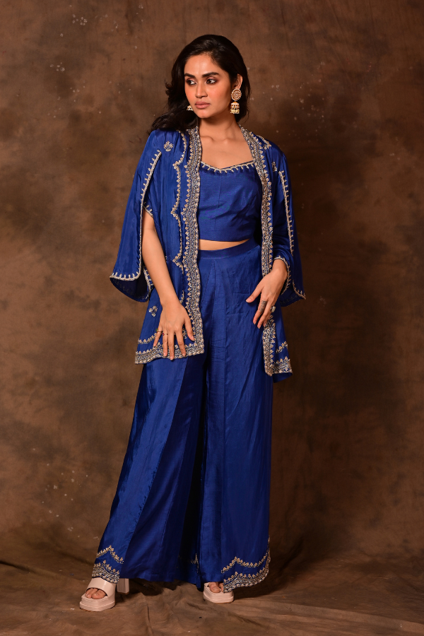 Stunning Blue Inara Cape & Plazzo Set