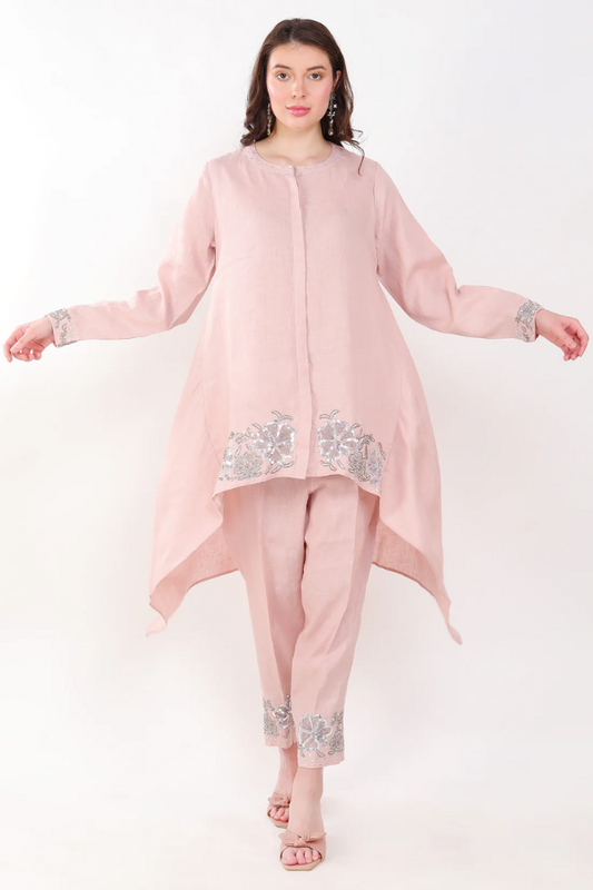 Light Pink Sequin Embroidery Co-ord Set