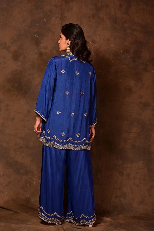 Stunning Blue Inara Cape & Plazzo Set