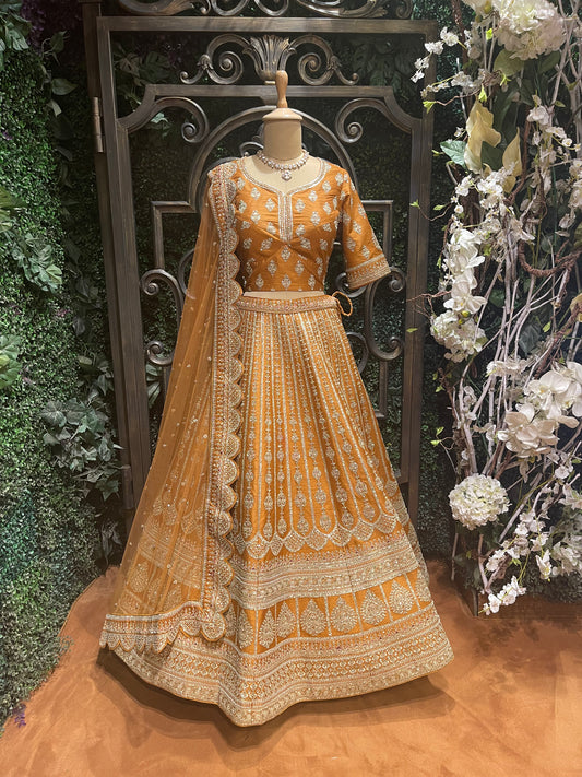 Classic Rust Zardozi Bridal Lehenga Set