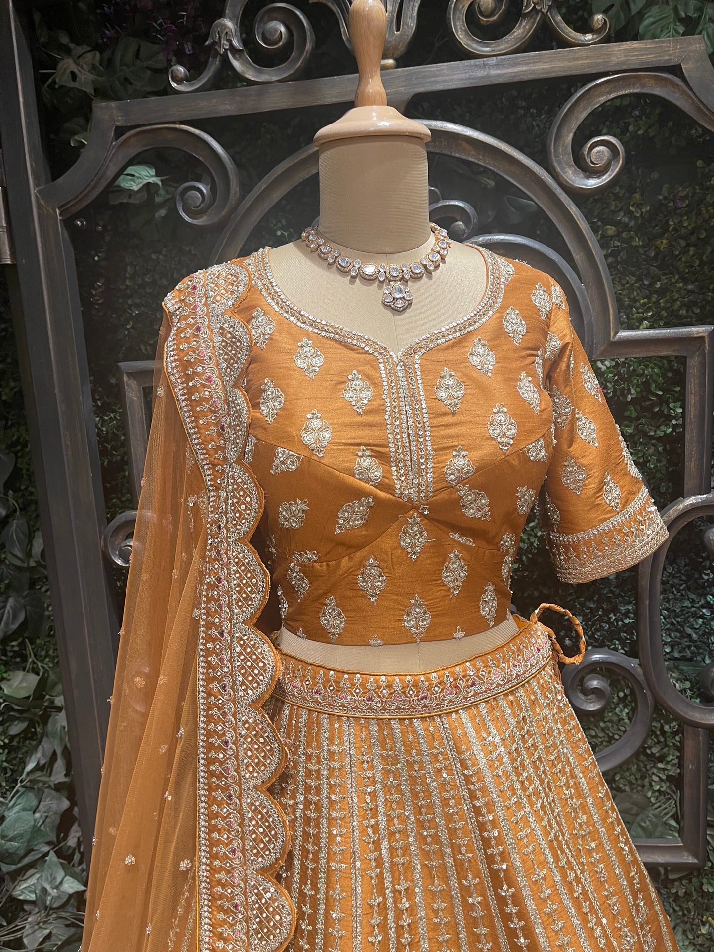 Classic Rust Zardozi Bridal Lehenga Set