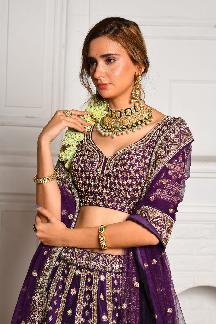 Dark Purple Zardozi Lehenga Set