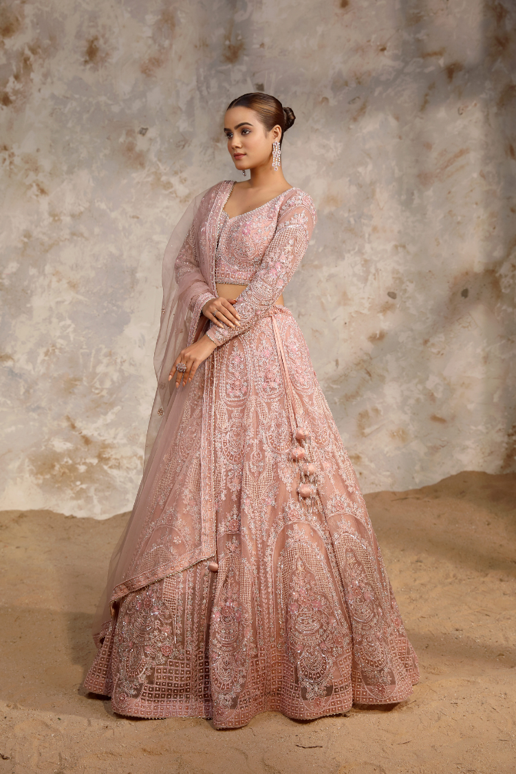 Light pink Bridal Lehenga Set for women