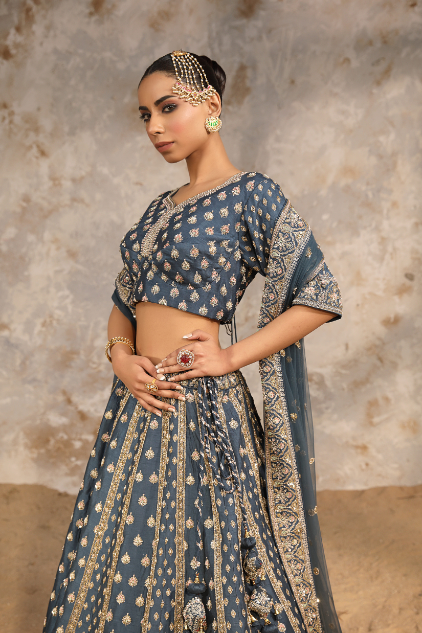 Blue Zardozi Bridal Lehenga Set