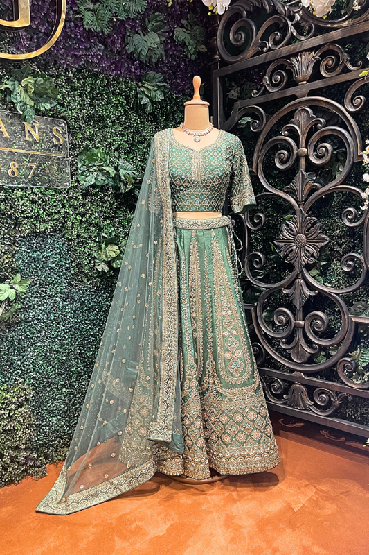 Classic Green Zardozi Bridal Lehenga Set