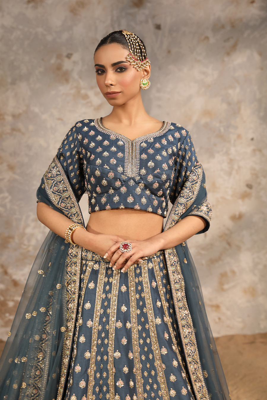 Blue Zardozi Bridal Lehenga Set