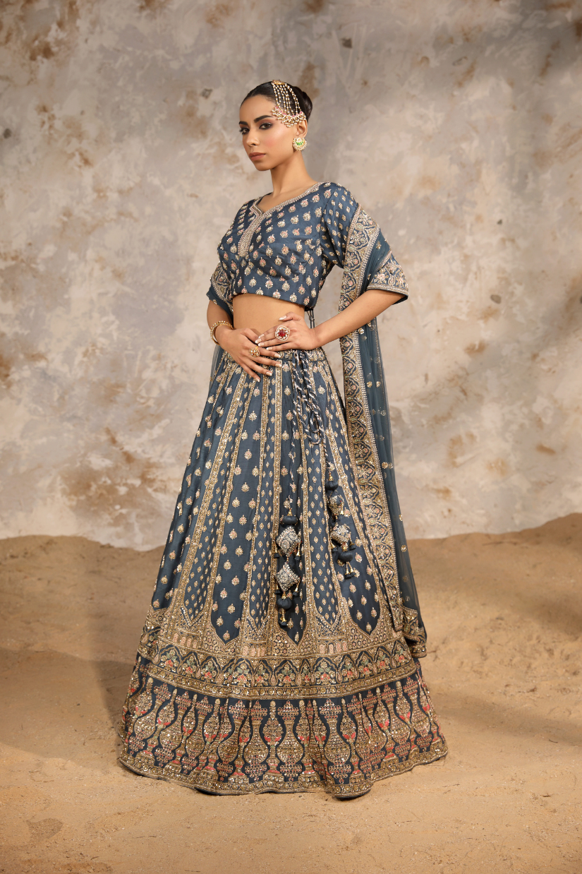 Blue Zardozi Bridal Lehenga Set