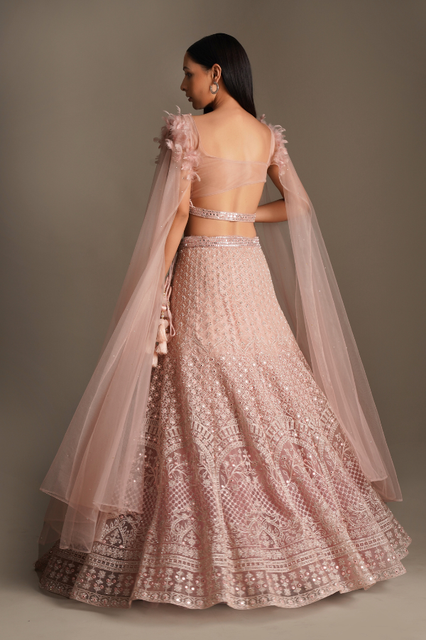 Sequins Detailed Light Pink Lehenga Set