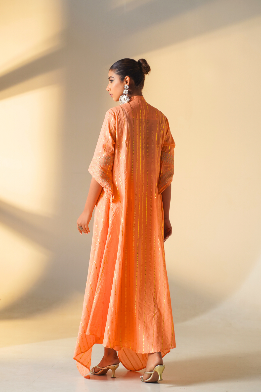 Peach Handerchief Cut Kurta Set