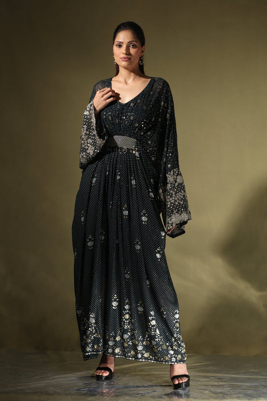 Dark Teal Embellished Kaftan